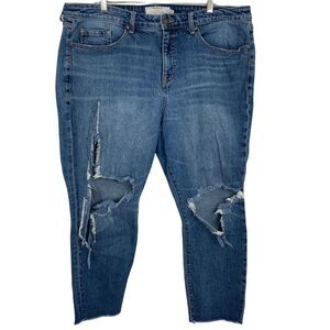 Torrid Jeans Womens 18R Distressed Destroyed Rips Medium Wash Stretch